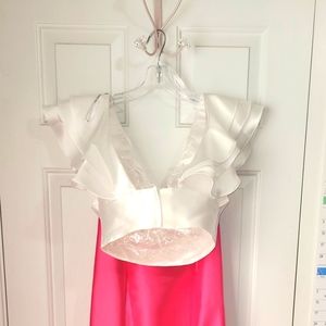 SHERRI HILL, Size 2, Pink & White, 2 Piece Dress Prom 👡💕